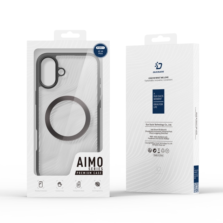 For iPhone 16 Plus DUX DUCIS Aimo Mag Series TPU + PC MagSafe Frosted Feel Phone Case(Black) For iPhone 16 Plus DUX DUCIS Aimo Mag Series TPU + PC MagSafe Frosted Feel Phone Case(Black)