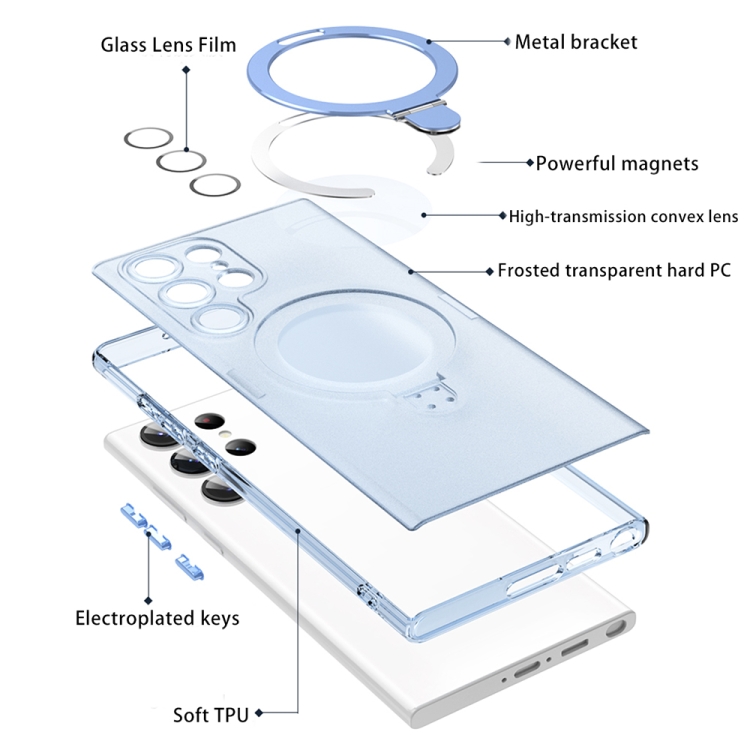 For Samsung Galaxy S22 5G MagSafe Magnetic Multifunctional Holder Phone Case(Transparent) For Samsung Galaxy S22 5G MagSafe Magnetic Multifunctional Holder Phone Case(Transparent)