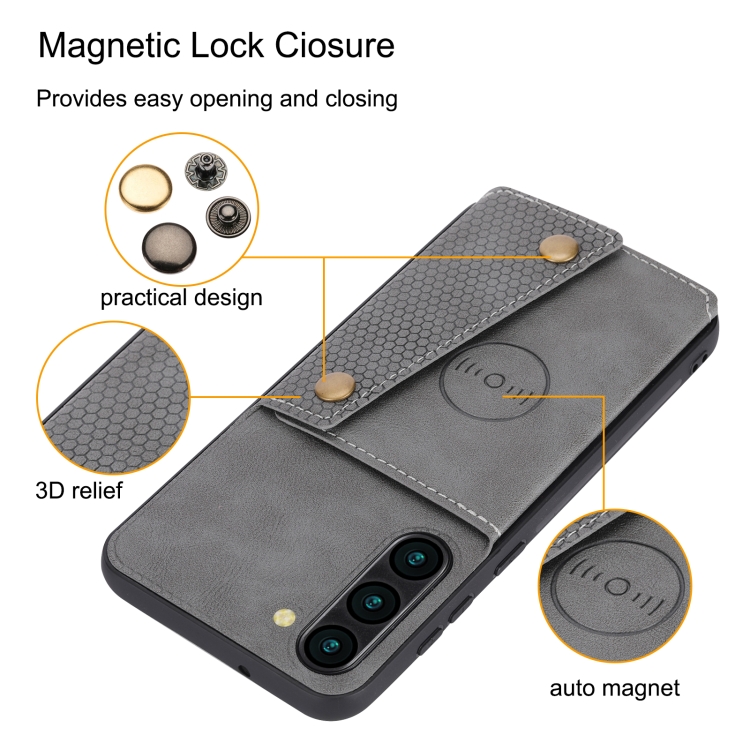 For Samsung Galaxy S23+ 5G Double Buckle Magnetic Phone Case(Black) For Samsung Galaxy S23+ 5G Double Buckle Magnetic Phone Case(Black)