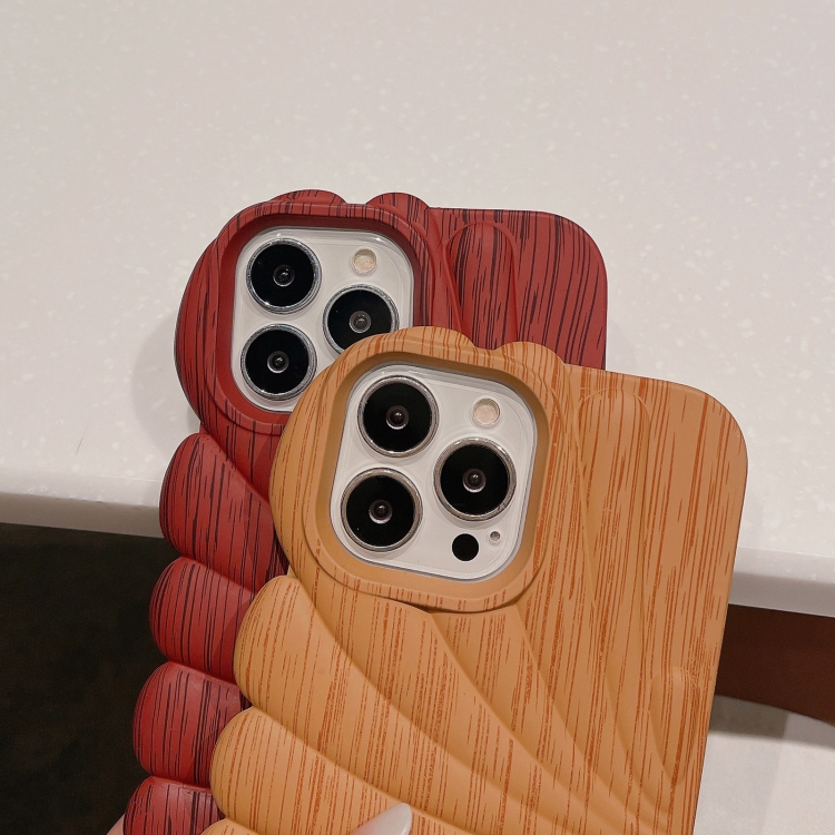 For iPhone 14 Wood Grain Shell Shape TPU Phone Case(Grey) For iPhone 14 Wood Grain Shell Shape TPU Phone Case(Grey)
