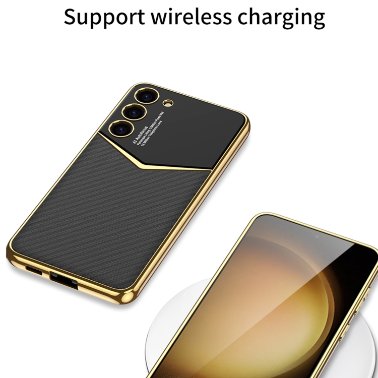 For Samsung Galaxy S23+ 5G GKK Plating Soft TPU + Leather Full Coverage Phone Case(Purple) For Samsung Galaxy S23+ 5G GKK Plating Soft TPU + Leather Full Coverage Phone Case(Purple)