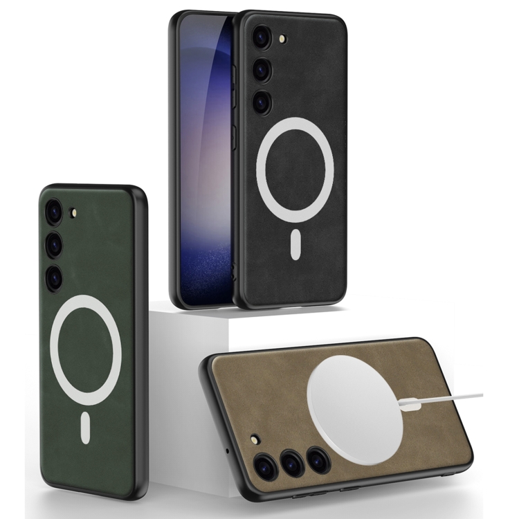 For Samsung Galaxy S23+ 5G GKK Magsafe Skin-feel Leather Full Coverage Phone Case(Grey) For Samsung Galaxy S23+ 5G GKK Magsafe Skin-feel Leather Full Coverage Phone Case(Grey)