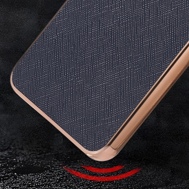For Samsung Galaxy S23+ 5G Nano Electroplating Cross Texture Genuine Leather Phone Case(Blue) For Samsung Galaxy S23+ 5G Nano Electroplating Cross Texture Genuine Leather Phone Case(Blue)