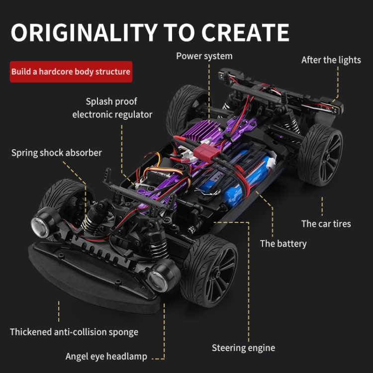JJR/C Q142 Full Scale Electric Four-wheel Drive Muscle High Speed Drift RC Car(Blue) - B3