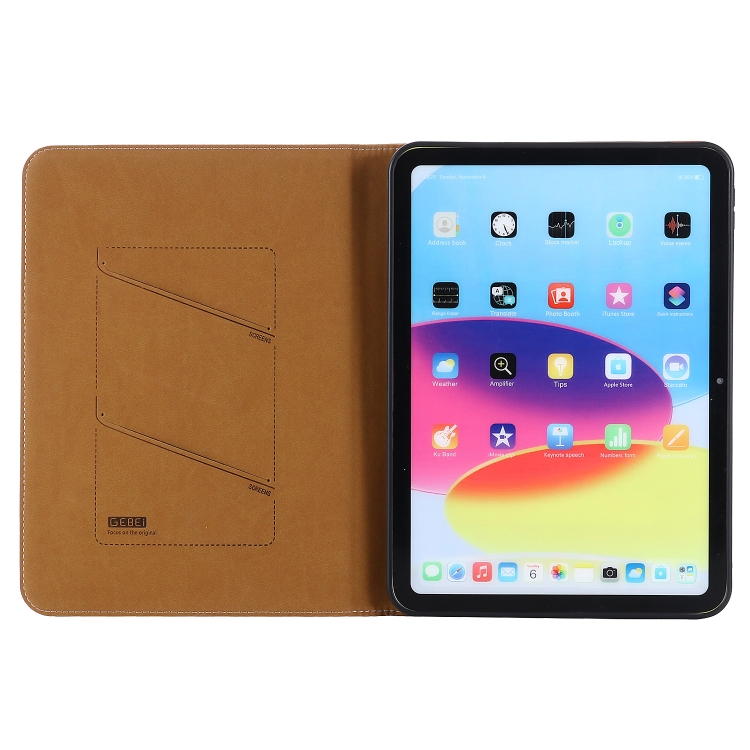 For iPad 10th Gen 10.9 2022 GEBEI Silk Texture Flip Tablet Leather Case(Brown) For iPad 10th Gen 10.9 2022 GEBEI Silk Texture Flip Tablet Leather Case(Brown)