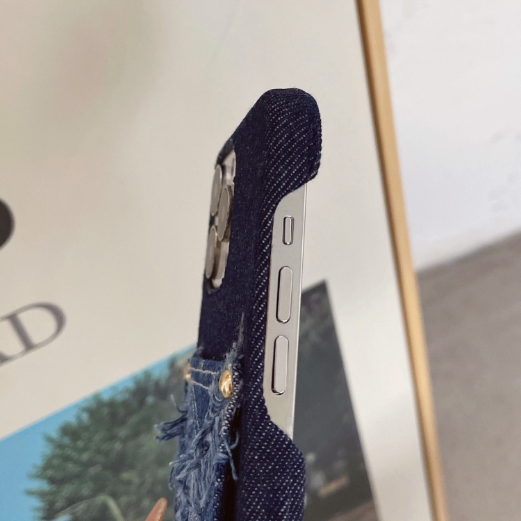 For iPhone 14 Star Denim Card Pocket Phone Case(Blue) For iPhone 14 Star Denim Card Pocket Phone Case(Blue)