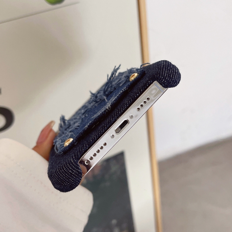 For iPhone 14 Star Denim Card Pocket Phone Case(Blue) For iPhone 14 Star Denim Card Pocket Phone Case(Blue)
