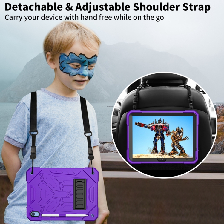 For iPad 10th Gen 10.9 2022 Bumblebee Silicone + PC Shockproof Tablet Case with Holder(Purple) For iPad 10th Gen 10.9 2022 Bumblebee Silicone + PC Shockproof Tablet Case with Holder(Purple)