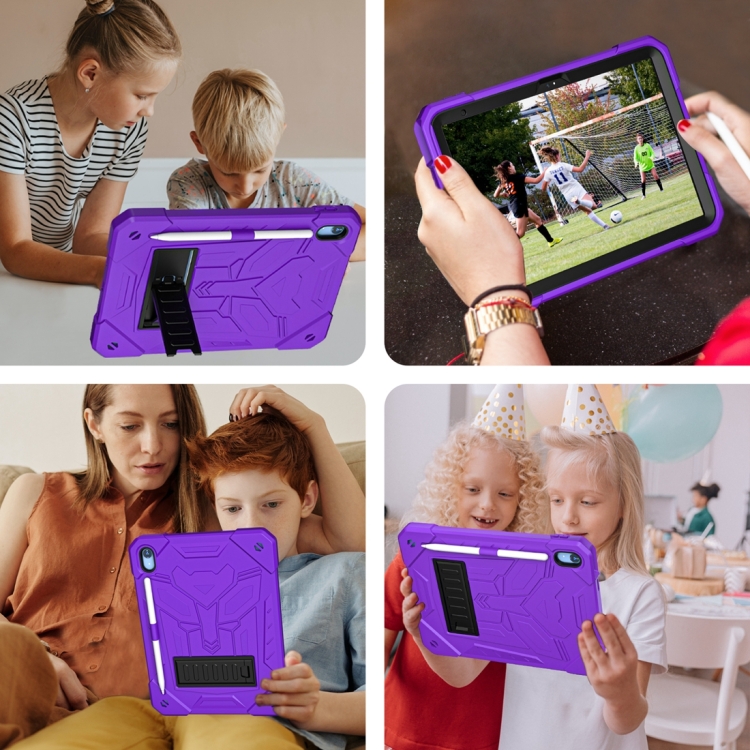 For iPad 10th Gen 10.9 2022 Bumblebee Silicone + PC Shockproof Tablet Case with Holder(Purple) For iPad 10th Gen 10.9 2022 Bumblebee Silicone + PC Shockproof Tablet Case with Holder(Purple)