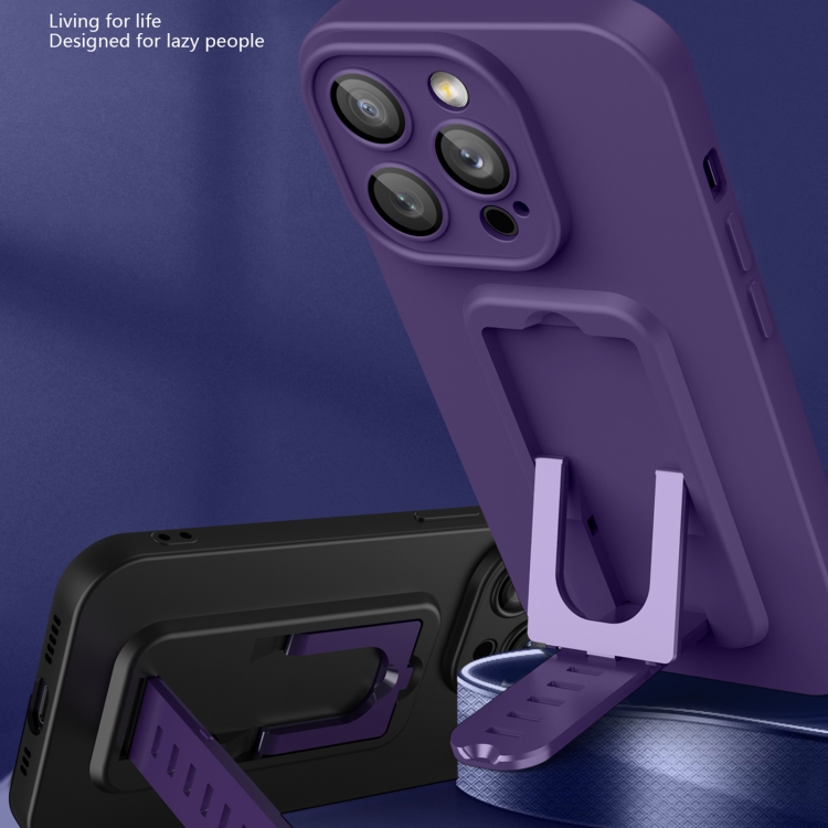 For iPhone 14 Pro Strap Holder Shockproof Protective Phone Case with Lens Film(Black) For iPhone 14 Pro Strap Holder Shockproof Protective Phone Case with Lens Film(Black)