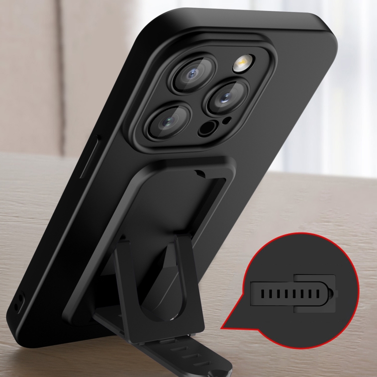 For iPhone 14 Pro Strap Holder Shockproof Protective Phone Case with Lens Film(Black) For iPhone 14 Pro Strap Holder Shockproof Protective Phone Case with Lens Film(Black)