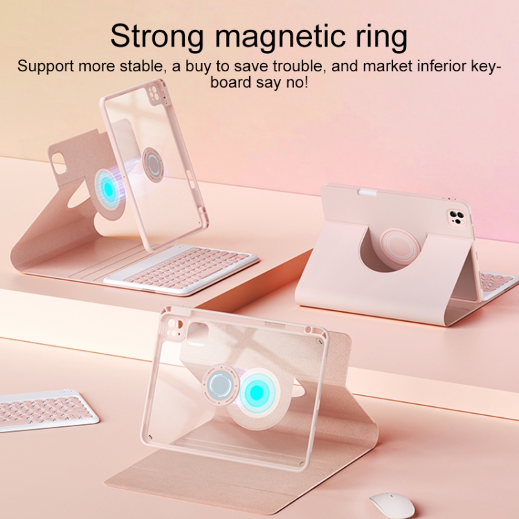 HB102 Magnetic Detachable Rotatable Bluetooth Keyboard Leather Case For iPad 10.2 2021 / 2020 / 2019(Pink)