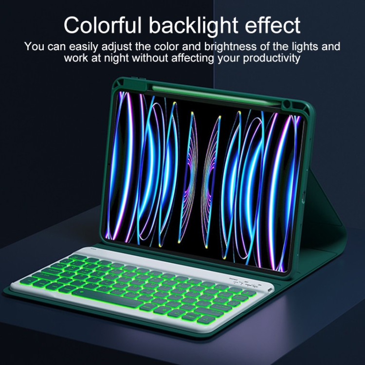 HB102D Backlight Magnetic Detachable Rotatable Bluetooth Keyboard Leather Case For iPad 10.2 2021/2020/2019(Green) HB102D Backlight Magnetic Detachable Rotatable Bluetooth Keyboard Leather Case For iPad 10.2 2021/2020/2019(Green)