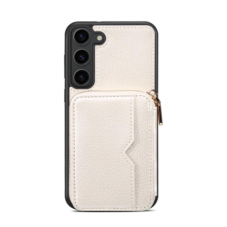 For Samsung Galaxy S23+ 5G Zipper Card Slot Phone Case(White)