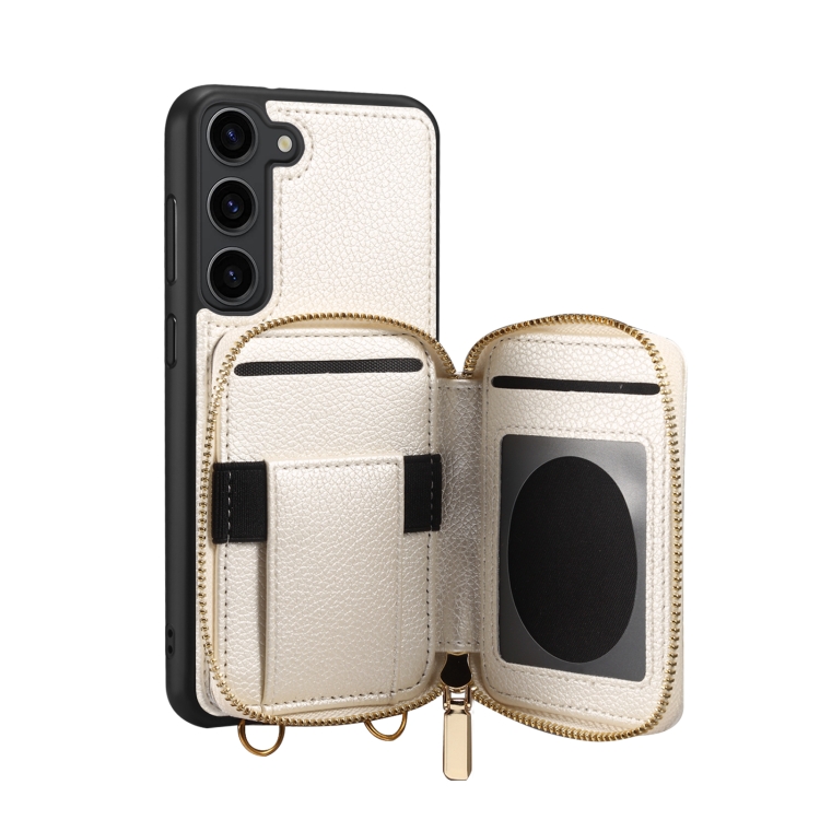 For Samsung Galaxy S23+ 5G Zipper Card Slot Phone Case(White)