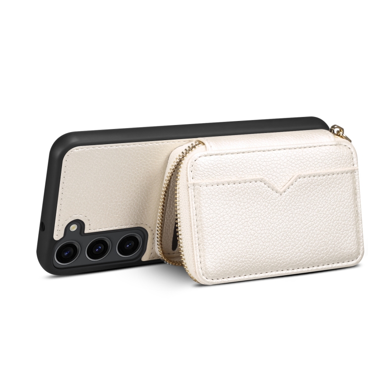 For Samsung Galaxy S23+ 5G Zipper Card Slot Phone Case(White)