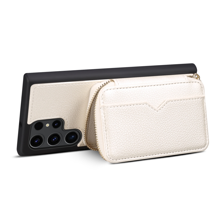For Samsung Galaxy S23 Ultra 5G Zipper Card Slot Phone Case(White)