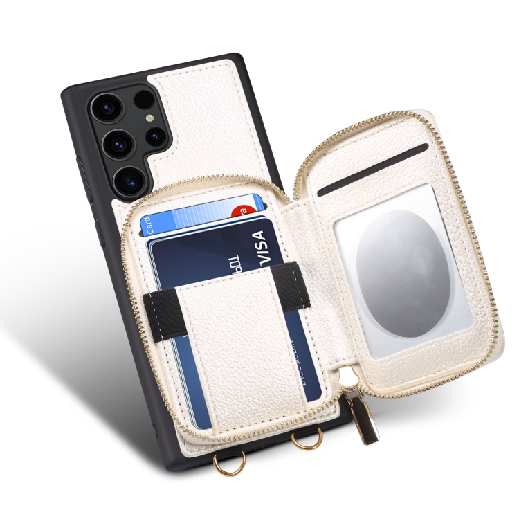 For Samsung Galaxy S23 Ultra 5G Zipper Card Slot Phone Case(White)