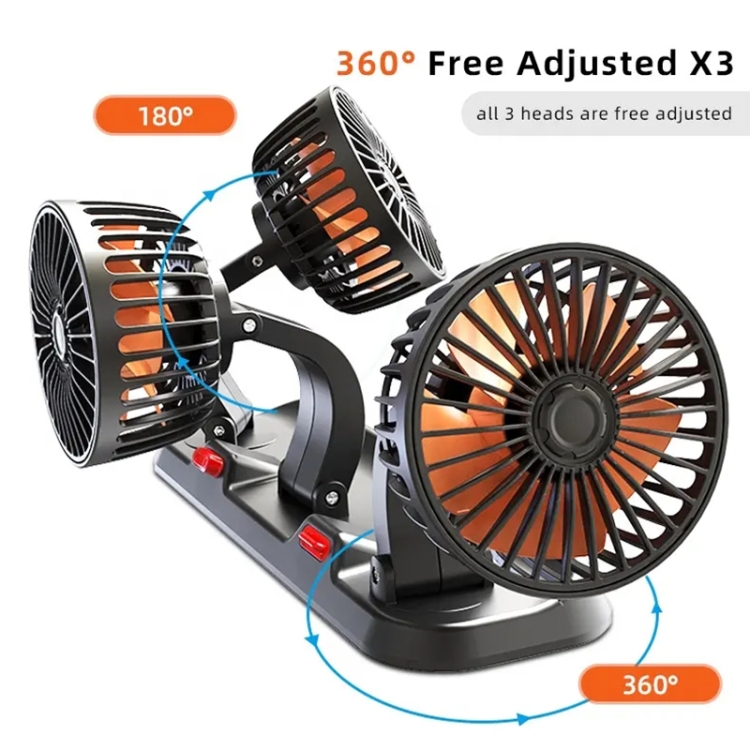 F4310 Ventilateur à trois têtes de voiture réglable rotatif à 360 degrés,  style : allume-cigare 12 V