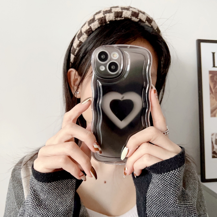 For iPhone 14 Pro Wave Smudged Heart Phone Case(Black) For iPhone 14 Pro Wave Smudged Heart Phone Case(Black)