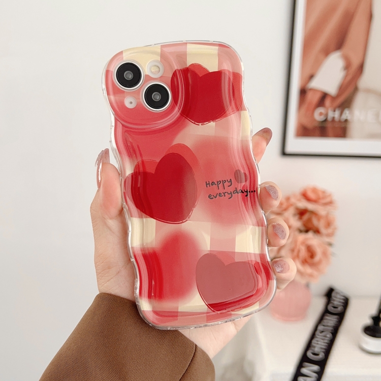 For iPhone 14 Pro Wave Smudged Hearts Phone Case(Red) For iPhone 14 Pro Wave Smudged Hearts Phone Case(Red)