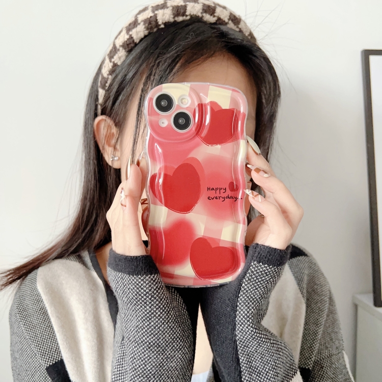 For iPhone 14 Pro Wave Smudged Hearts Phone Case(Red) For iPhone 14 Pro Wave Smudged Hearts Phone Case(Red)
