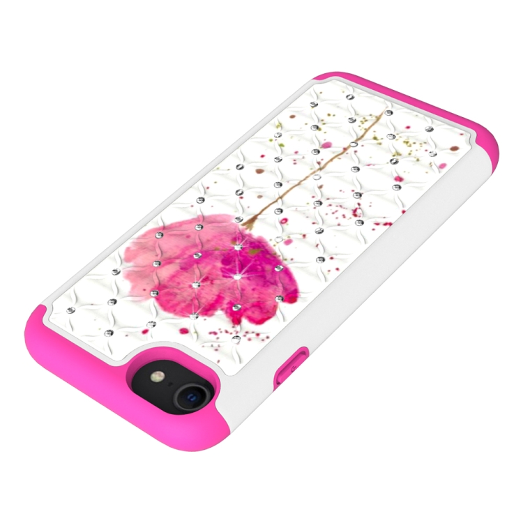 For iPhone SE 2022 / SE 2020 / 8 / 7 Coloured Drawing Pattern with Diamond PC + TPU Protective Case(A Flower) For iPhone SE 2022 / SE 2020 / 8 / 7 Coloured Drawing Pattern with Diamond PC + TPU Protective Case(A Flower)