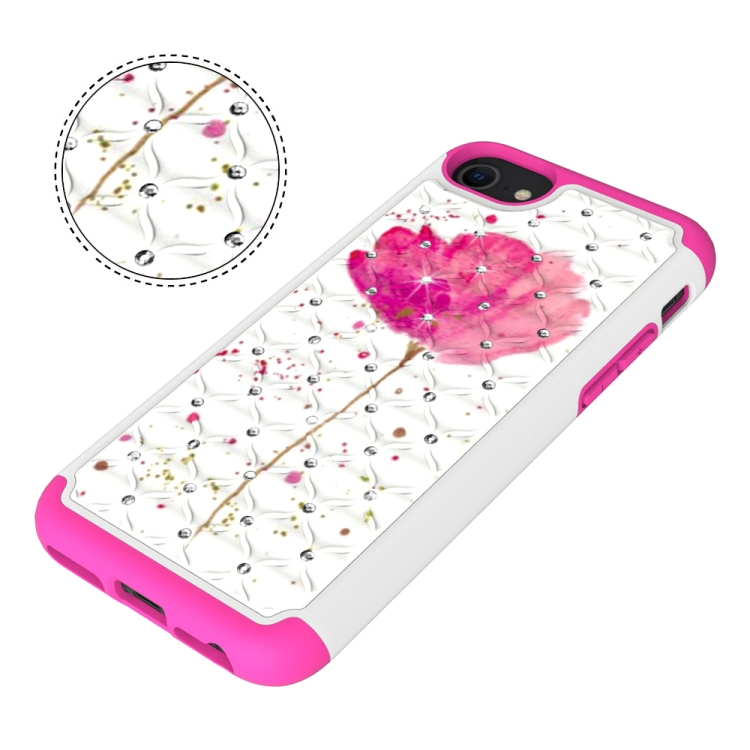 For iPhone SE 2022 / SE 2020 / 8 / 7 Coloured Drawing Pattern with Diamond PC + TPU Protective Case(A Flower) For iPhone SE 2022 / SE 2020 / 8 / 7 Coloured Drawing Pattern with Diamond PC + TPU Protective Case(A Flower)