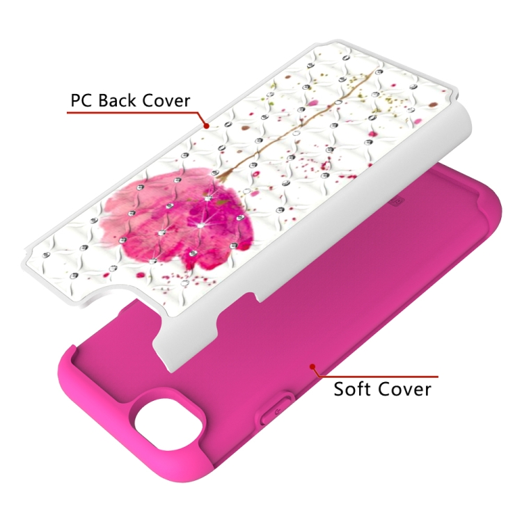For iPhone SE 2022 / SE 2020 / 8 / 7 Coloured Drawing Pattern with Diamond PC + TPU Protective Case(A Flower) For iPhone SE 2022 / SE 2020 / 8 / 7 Coloured Drawing Pattern with Diamond PC + TPU Protective Case(A Flower)