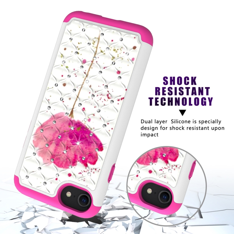 For iPhone SE 2022 / SE 2020 / 8 / 7 Coloured Drawing Pattern with Diamond PC + TPU Protective Case(A Flower) For iPhone SE 2022 / SE 2020 / 8 / 7 Coloured Drawing Pattern with Diamond PC + TPU Protective Case(A Flower)