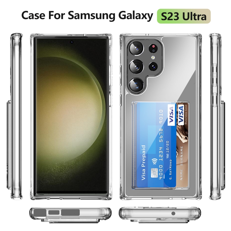 For Samsung Galaxy S23 Ultra 5G Four-Corner Shockproof Transparent Phone Case with Card Slot For Samsung Galaxy S23 Ultra 5G Four-Corner Shockproof Transparent Phone Case with Card Slot