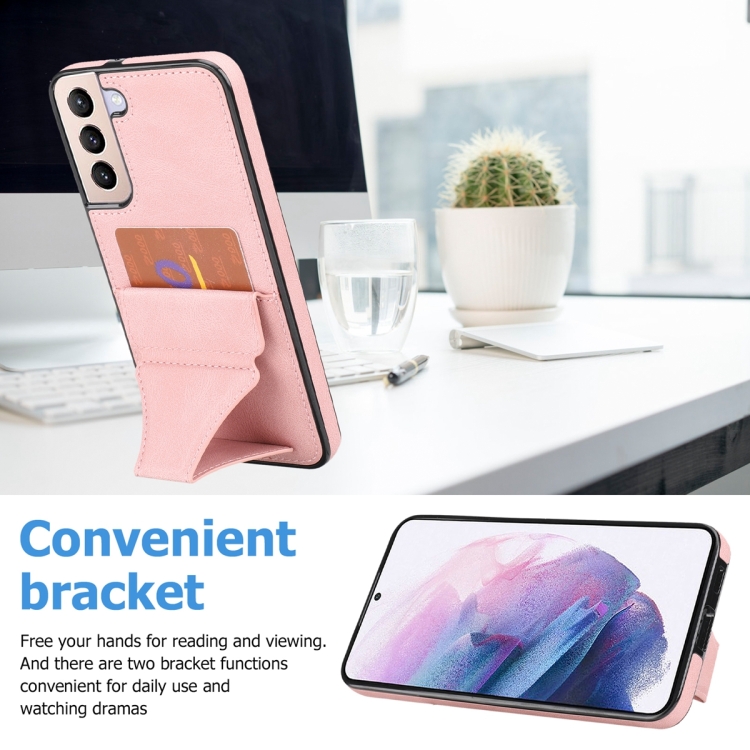 For Samsung Galaxy S23 5G Ultra-thin Shockproof Phone Protective Case with Holder(Rose Gold) For Samsung Galaxy S23 5G Ultra-thin Shockproof Phone Protective Case with Holder(Rose Gold)