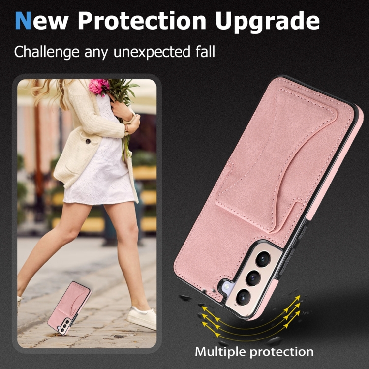 For Samsung Galaxy S23 5G Ultra-thin Shockproof Phone Protective Case with Holder(Rose Gold) For Samsung Galaxy S23 5G Ultra-thin Shockproof Phone Protective Case with Holder(Rose Gold)