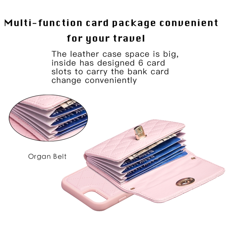 For iPhone SE 2022 / 2020 / 8 / 7 Horizontal Metal Buckle Wallet Rhombic Leather Phone Case(Pink) For iPhone SE 2022 / 2020 / 8 / 7 Horizontal Metal Buckle Wallet Rhombic Leather Phone Case(Pink)