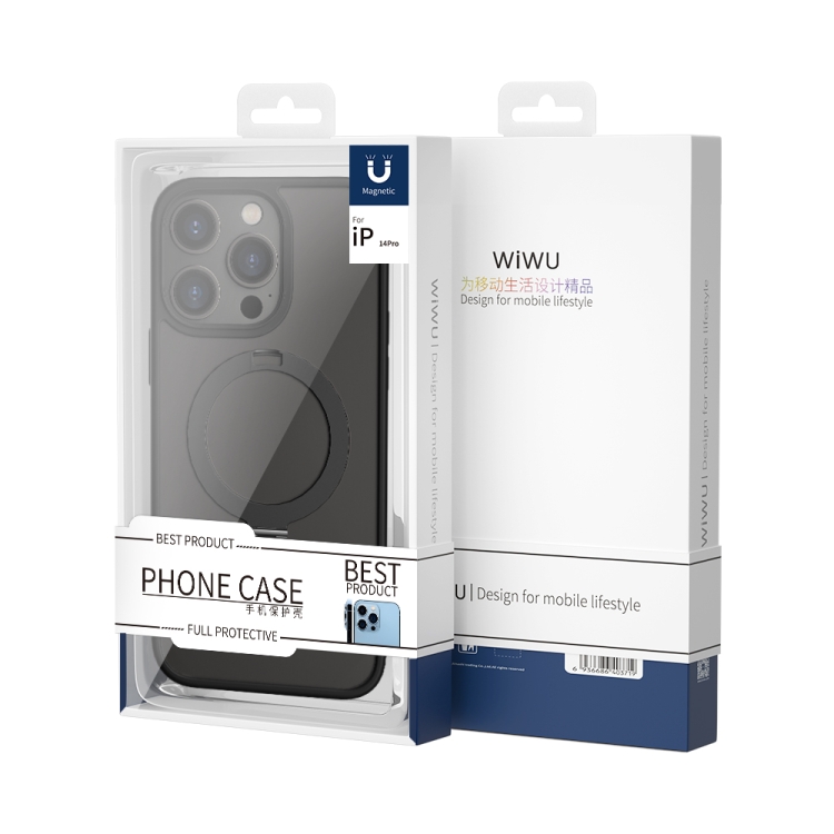 For iPhone 14 WIWU ZMM-010 TPU+PC Lithium Alloy Bracket Magsafe Phone Case(Black) For iPhone 14 WIWU ZMM-010 TPU+PC Lithium Alloy Bracket Magsafe Phone Case(Black)