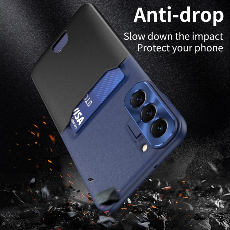 For Samsung Galaxy S22 5G Two-Color Invisible Lens Holder Phone Case(Black+Dark Blue) For Samsung Galaxy S22 5G Two-Color Invisible Lens Holder Phone Case(Black+Dark Blue)