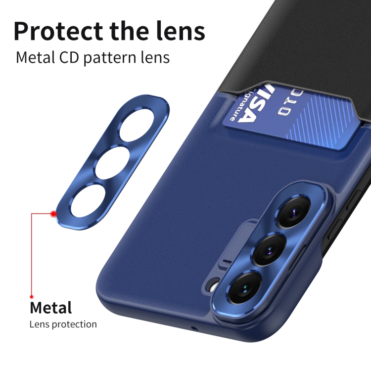 For Samsung Galaxy S22 5G Two-Color Invisible Lens Holder Phone Case(Black+Dark Blue) For Samsung Galaxy S22 5G Two-Color Invisible Lens Holder Phone Case(Black+Dark Blue)