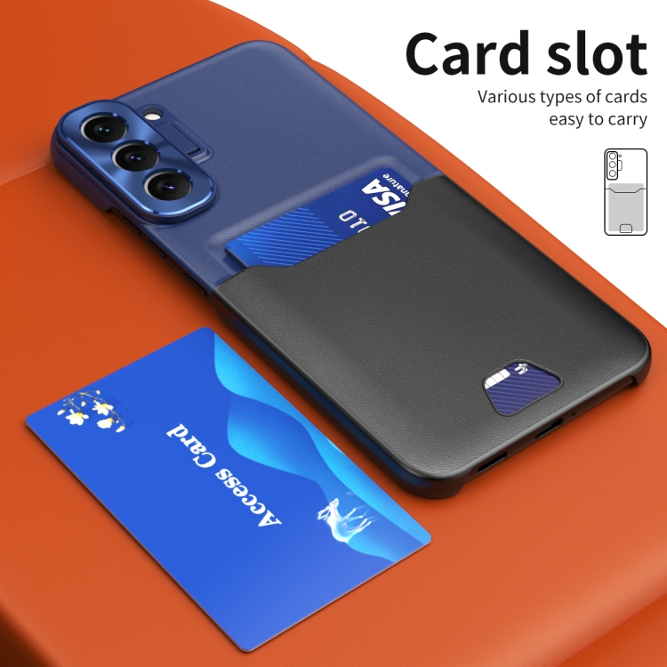For Samsung Galaxy S22 5G Two-Color Invisible Lens Holder Phone Case(Black+Dark Blue) For Samsung Galaxy S22 5G Two-Color Invisible Lens Holder Phone Case(Black+Dark Blue)