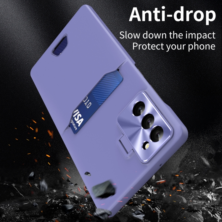 For Samsung Galaxy S23 5G Pure Color Invisible Lens Holder Phone Case(Purple) For Samsung Galaxy S23 5G Pure Color Invisible Lens Holder Phone Case(Purple)