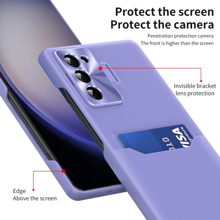 For Samsung Galaxy S23 5G Pure Color Invisible Lens Holder Phone Case(Purple) For Samsung Galaxy S23 5G Pure Color Invisible Lens Holder Phone Case(Purple)