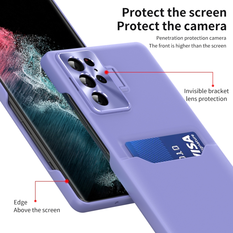 For Samsung Galaxy S23 Ultra 5G Pure Color Invisible Lens Holder Phone Case(Purple) For Samsung Galaxy S23 Ultra 5G Pure Color Invisible Lens Holder Phone Case(Purple)