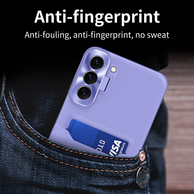 For Samsung Galaxy S22 5G Pure Color Invisible Lens Holder Phone Case(Purple) For Samsung Galaxy S22 5G Pure Color Invisible Lens Holder Phone Case(Purple)