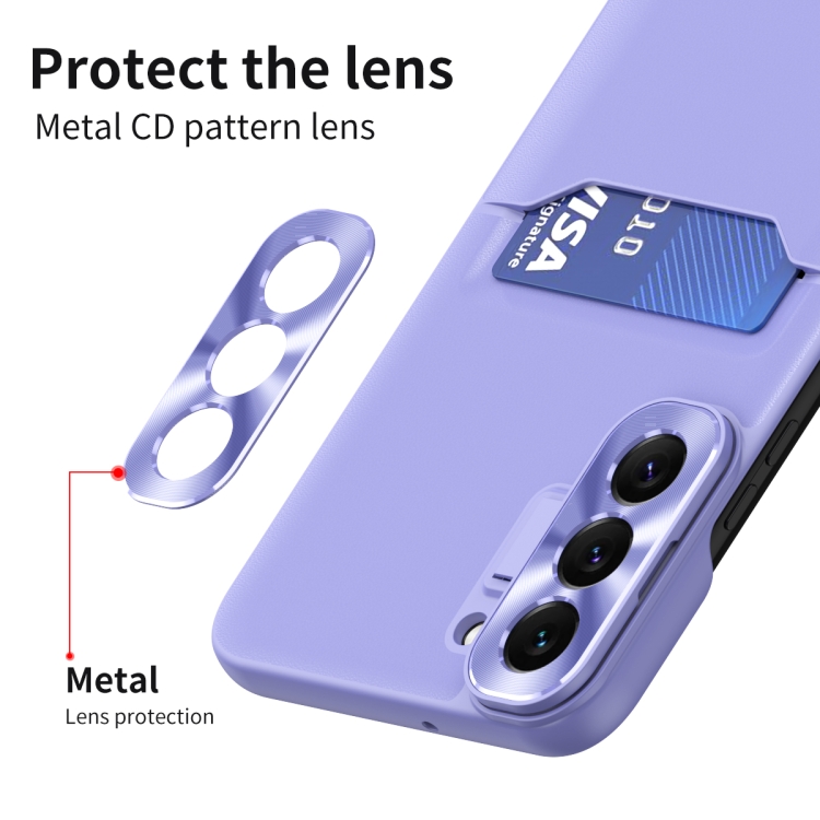For Samsung Galaxy S22 5G Pure Color Invisible Lens Holder Phone Case(Purple) For Samsung Galaxy S22 5G Pure Color Invisible Lens Holder Phone Case(Purple)