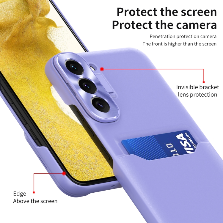 For Samsung Galaxy S22 5G Pure Color Invisible Lens Holder Phone Case(Purple) For Samsung Galaxy S22 5G Pure Color Invisible Lens Holder Phone Case(Purple)