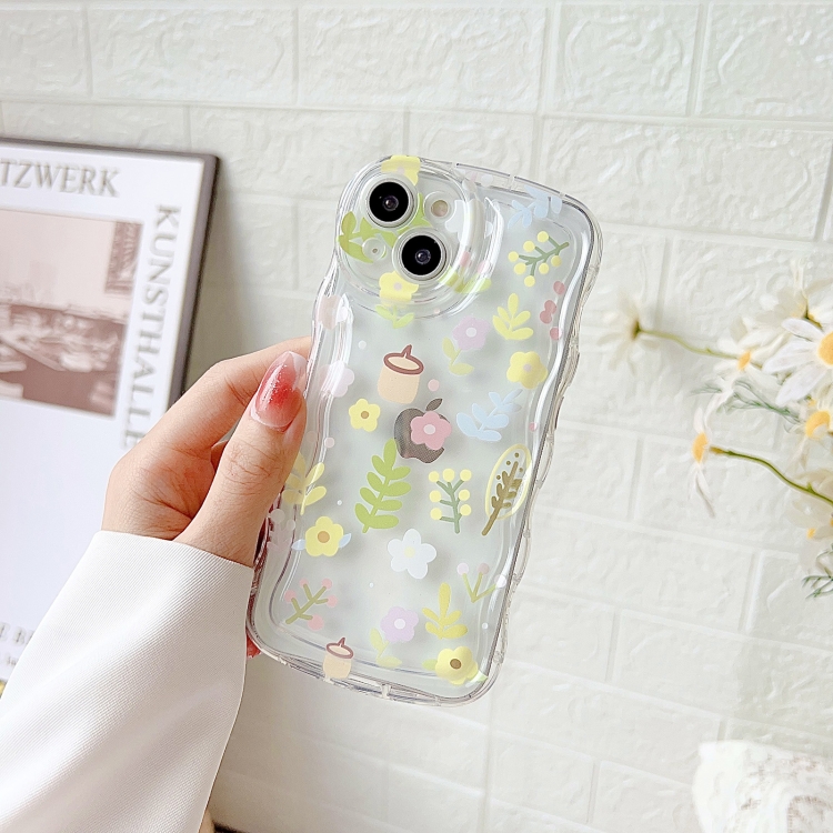 For iPhone 14 Small Floral Phone Case with Bracelet(Green Branch) For iPhone 14 Small Floral Phone Case with Bracelet(Green Branch)