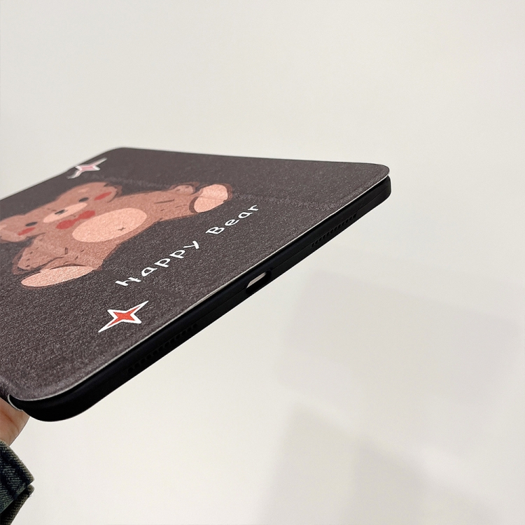 For iPad 10.2 2022 / 2021 / 2020 / 2019 Acrylic Painted 3-fold Holder Leather Tablet Case(Happy Bear) For iPad 10.2 2022 / 2021 / 2020 / 2019 Acrylic Painted 3-fold Holder Leather Tablet Case(Happy Bear)