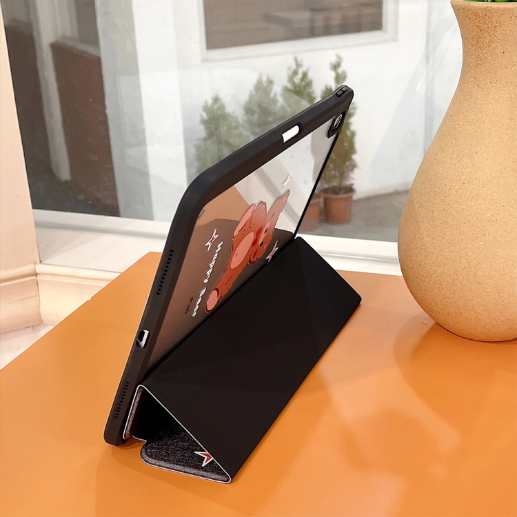 For iPad 10.2 2022 / 2021 / 2020 / 2019 Acrylic Painted 3-fold Holder Leather Tablet Case(Happy Bear) For iPad 10.2 2022 / 2021 / 2020 / 2019 Acrylic Painted 3-fold Holder Leather Tablet Case(Happy Bear)