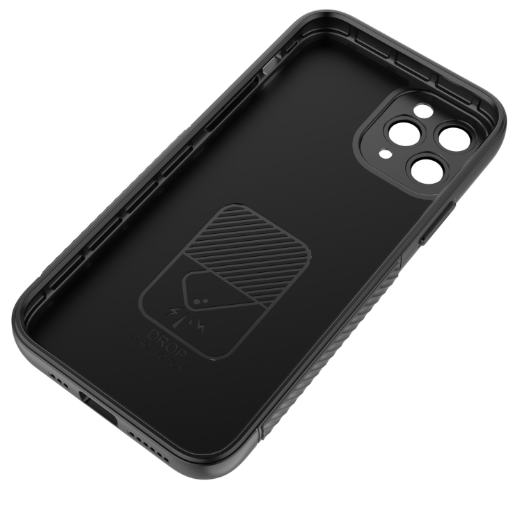 For iPhone 11 Pro Wavy Texture TPU Phone Case with Lens Film(Black)
