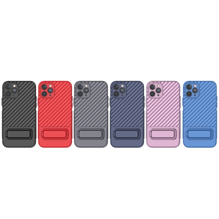 For iPhone 11 Pro Wavy Texture TPU Phone Case with Lens Film(Black)