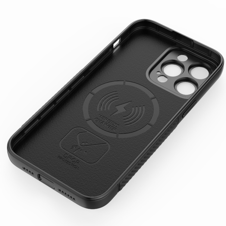 For iPhone 15 Pro Max Wavy Texture TPU Phone Case with Lens Film(Black) - 3